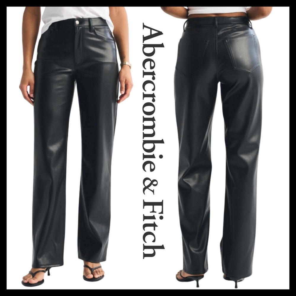 Abercrombie & Fitch Curve Love HighRise 90s Relaxed Vegan Leather Pant Size (24)